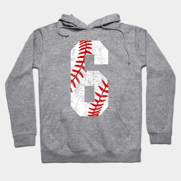 Vintage #6 Baseball Laces Baseball Mom Jersey Love Baseball 6th Birthday T-shirt Hoodie by TeeCreations